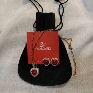 Swarovski heart necklace and earrings